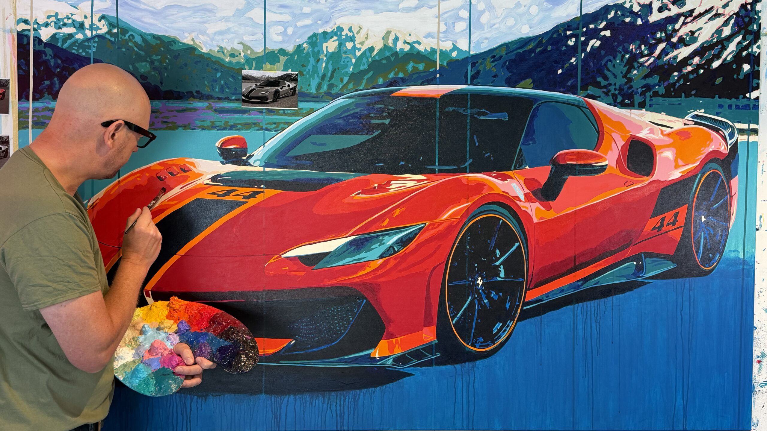 Ferrari 296 Speciale original painting by automotive artist Allan Buch