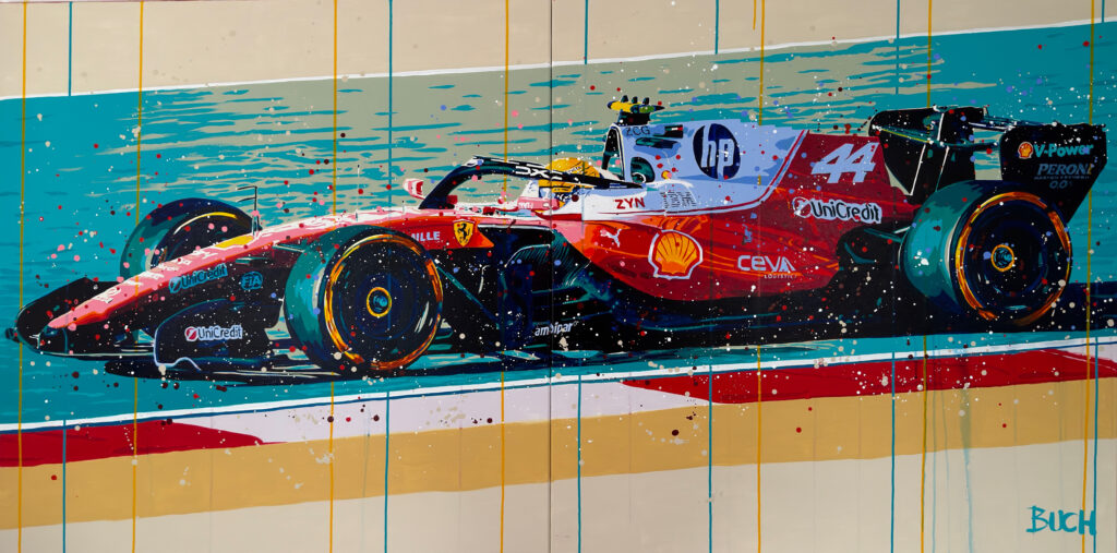 Largescale Formula one Scuderia Ferrari - SF26-Hamilton original painting by automotive artist Allan Buch