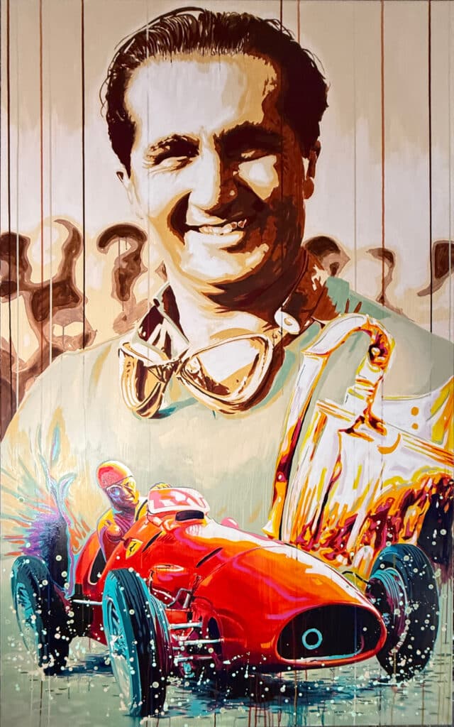 Alberto Ascari Ferrari formula one Ferrari original painting by automotive artist Allan Buch.