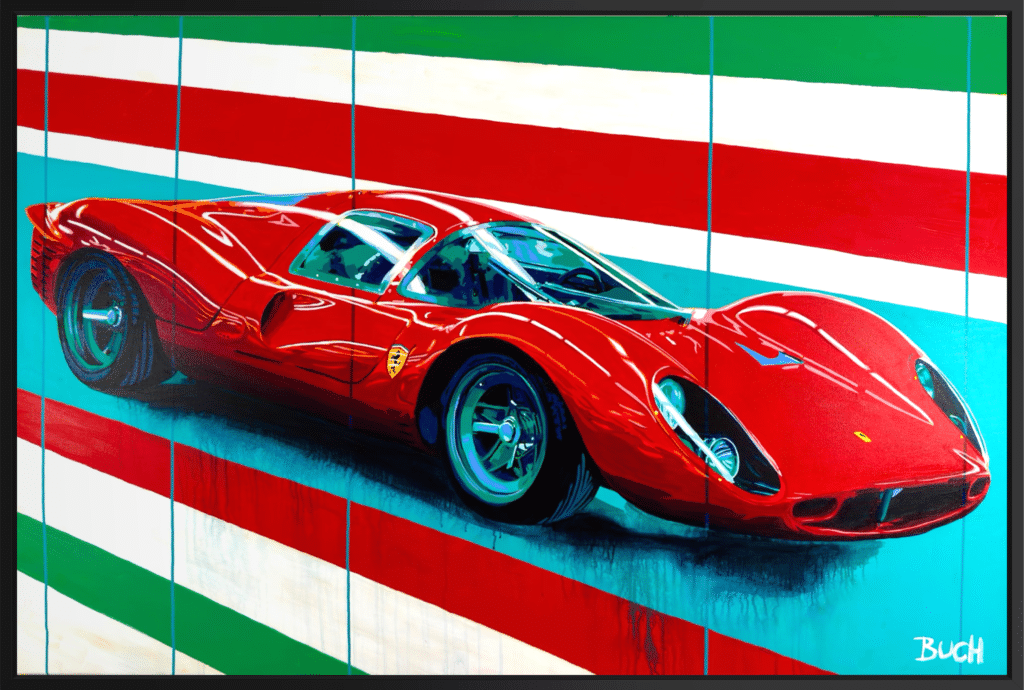 painting of Ferrari 330 P4 car original painting by automotive artist Allan Buch