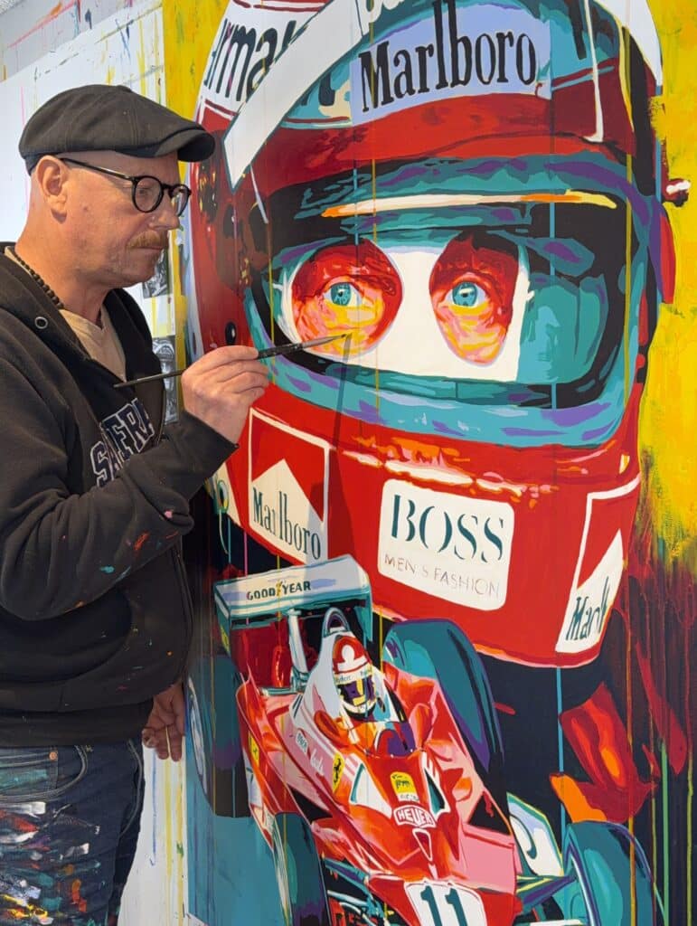 Painting Niki Lauda - Ferrari F1 original painting by automotive artist Allan Buch