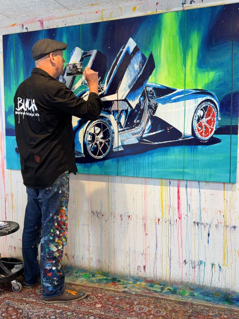 Painting the Zenvo Aurora painting in my studio
